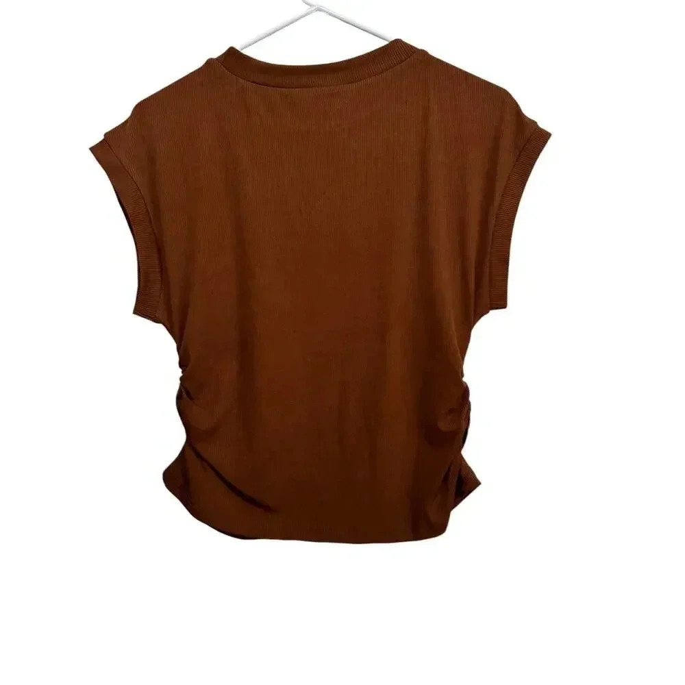 NWT Cider Brown Ribbed Knit Crop Top Size XL